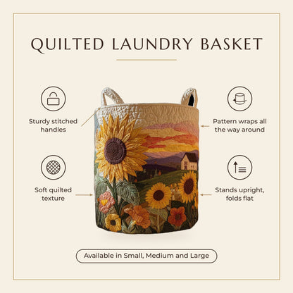 Quilted Laundry Basket - Radiant Sun features infographic