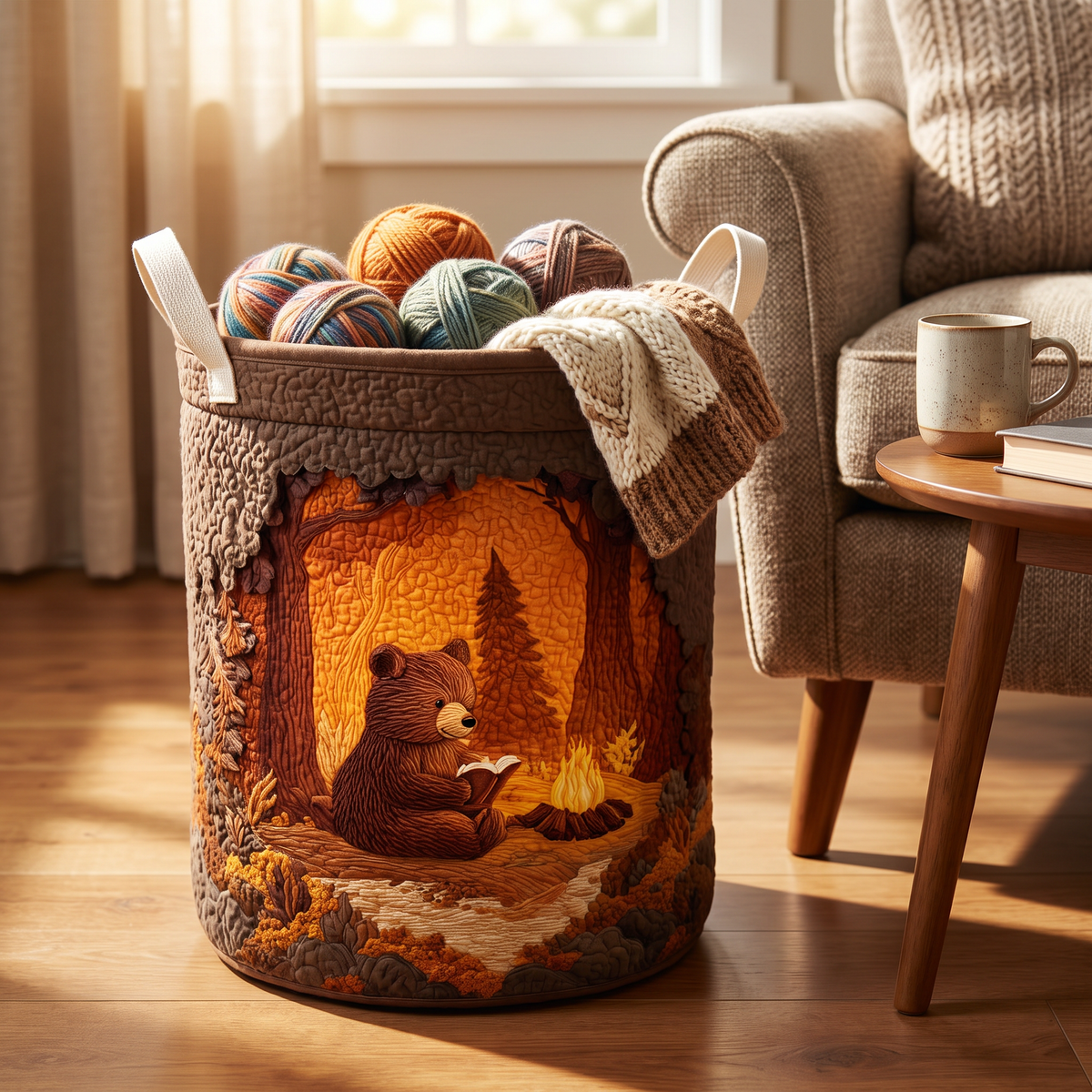 Quilted Laundry Basket - Reading Bear
