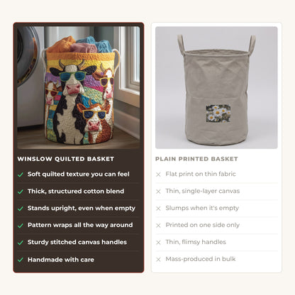 Quilted Laundry Basket - Relaxed Mind compared with a plain printed basket