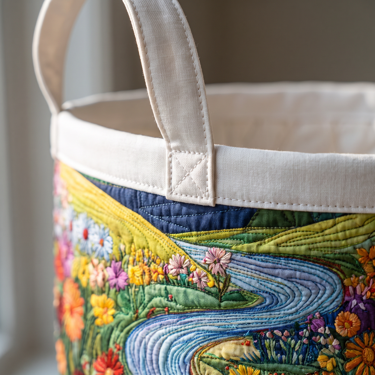 Quilted Laundry Basket - River Blossom