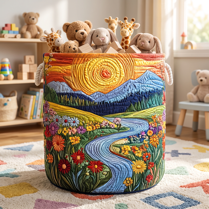 Quilted Laundry Basket - River Blossom