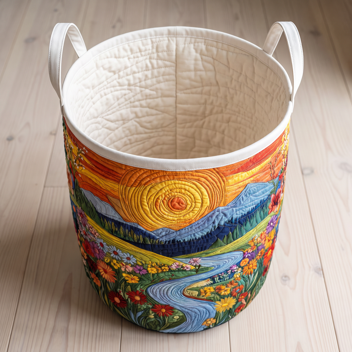 Quilted Laundry Basket - River Blossom