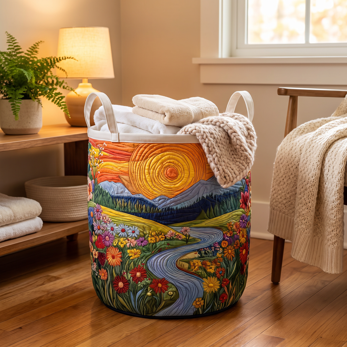 Quilted Laundry Basket - River Blossom