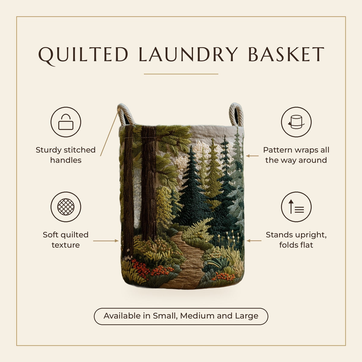 Quilted Laundry Basket - Riverbank features infographic