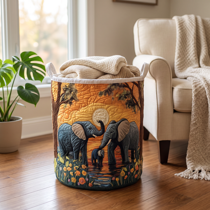 Quilted Laundry Basket - Rustic Elephant