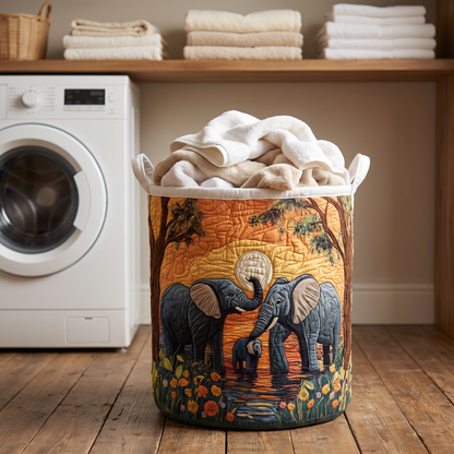 Quilted Laundry Basket - Rustic Elephant