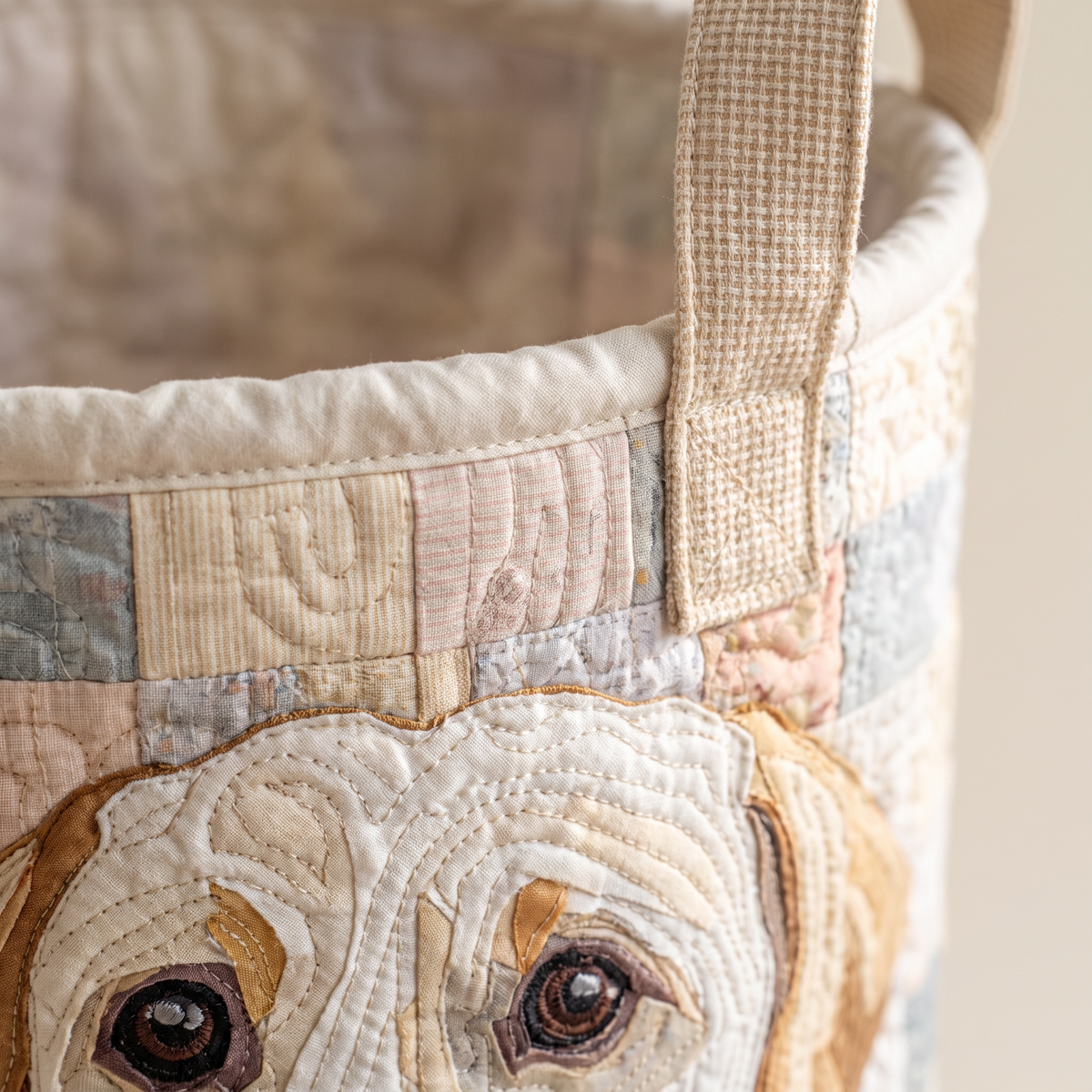 Quilted Laundry Basket - Rustic Labrador