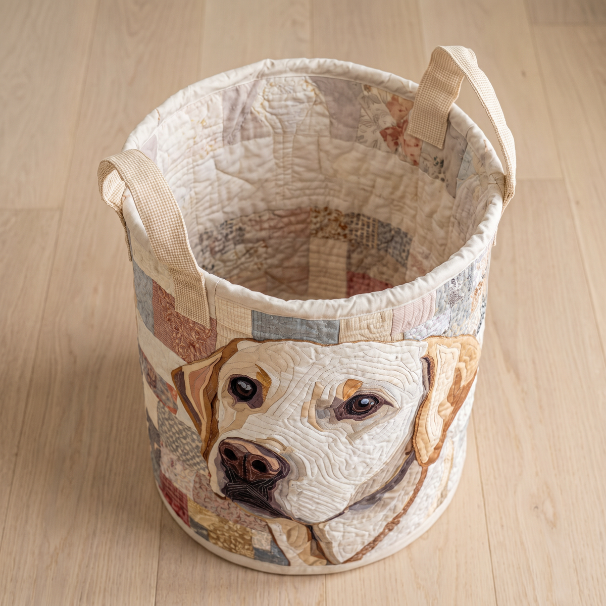 Quilted Laundry Basket - Rustic Labrador