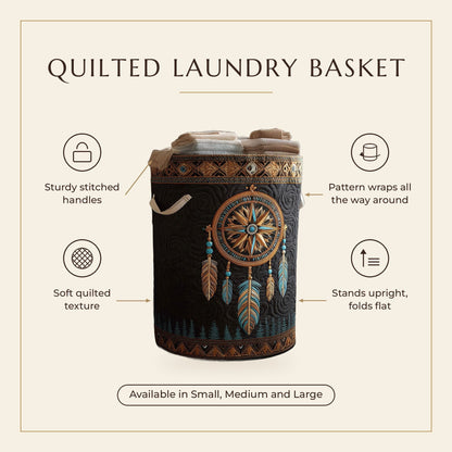 Quilted Laundry Basket - Sacred Dreams features infographic
