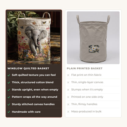 Quilted Laundry Basket - Safari Dream compared with a plain printed basket