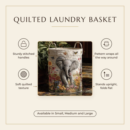 Quilted Laundry Basket - Safari Dream features infographic