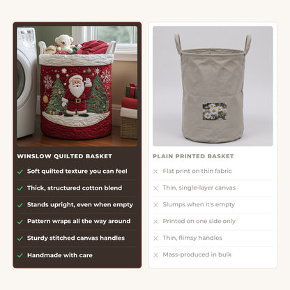 Quilted Laundry Basket - Santa's Joy compared with a plain printed basket