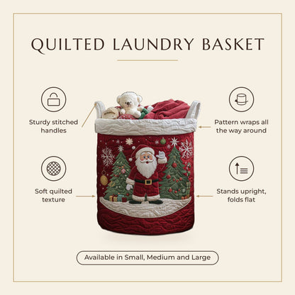 Quilted Laundry Basket - Santa's Joy features infographic
