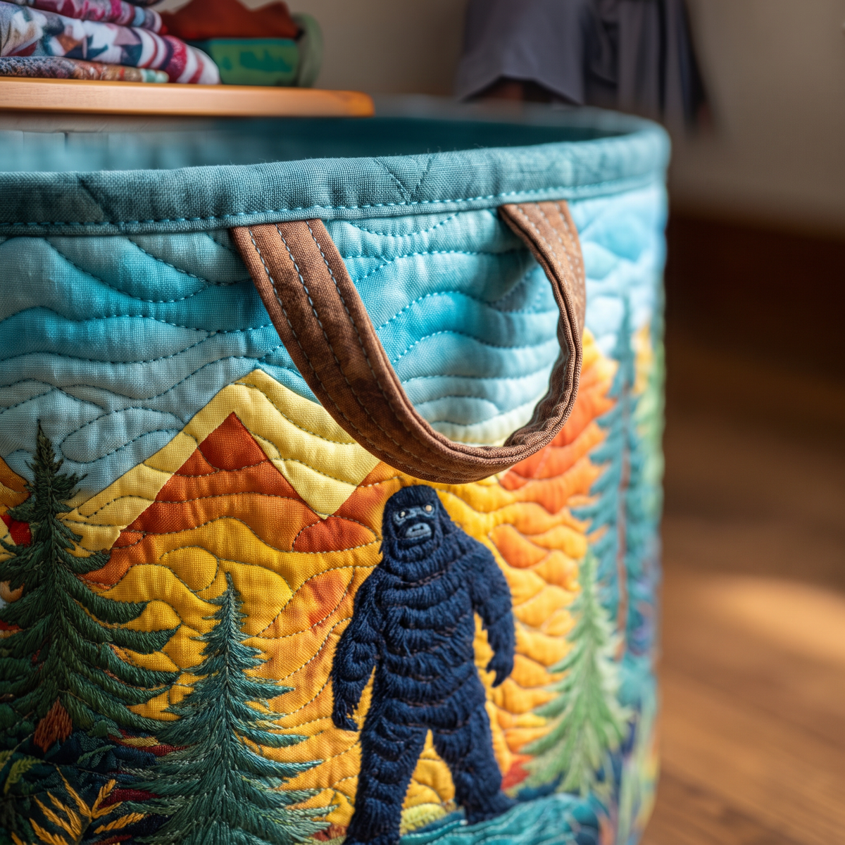 Quilted Laundry Basket - Sasquatch from the Mountains