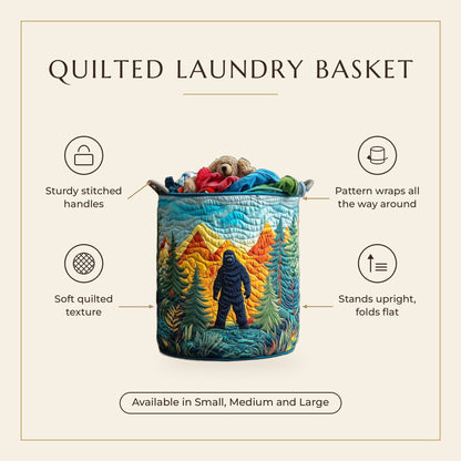 Quilted Laundry Basket - Sasquatch from the Mountains features infographic