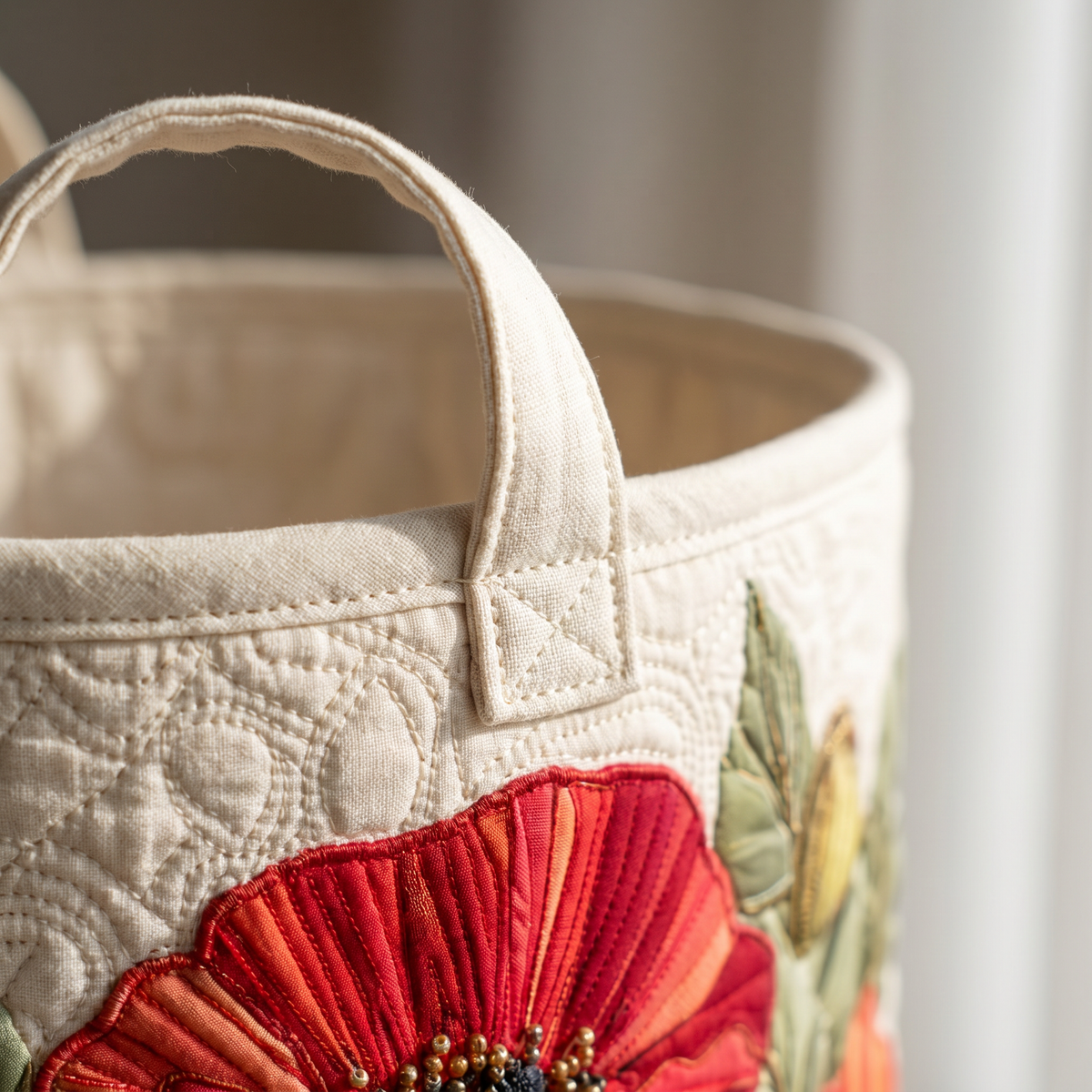 Quilted Laundry Basket - Scarlet Poppy Dream
