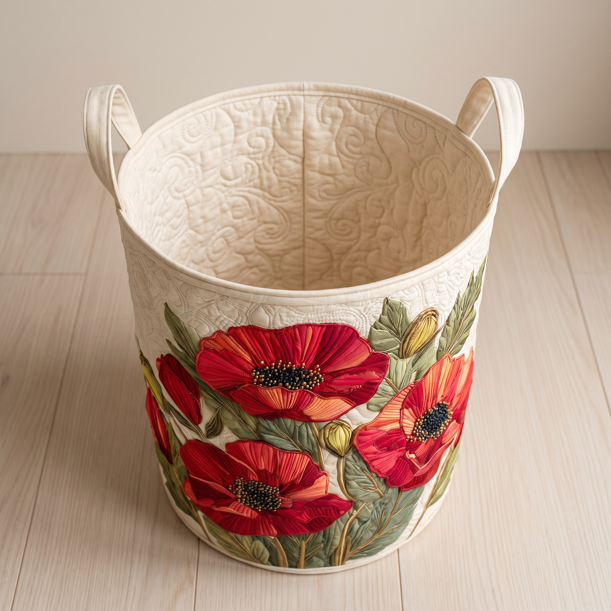 Quilted Laundry Basket - Scarlet Poppy Dream