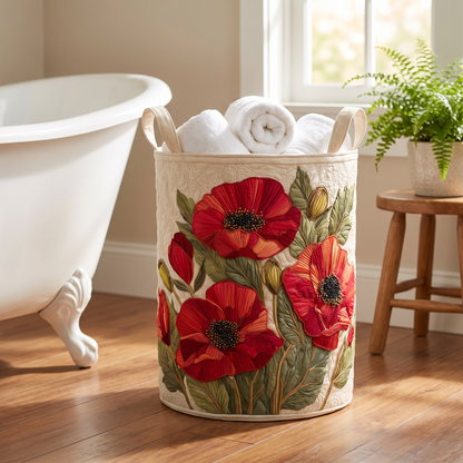 Quilted Laundry Basket - Scarlet Poppy Dream
