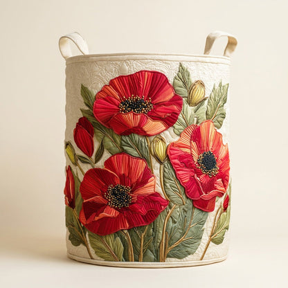 Quilted Laundry Basket - Scarlet Poppy Dream, studio photo