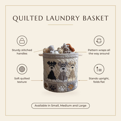 Quilted Laundry Basket - Schnauzer Sketch features infographic