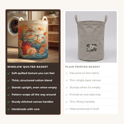 Quilted Laundry Basket - Sea Breeze compared with a plain printed basket
