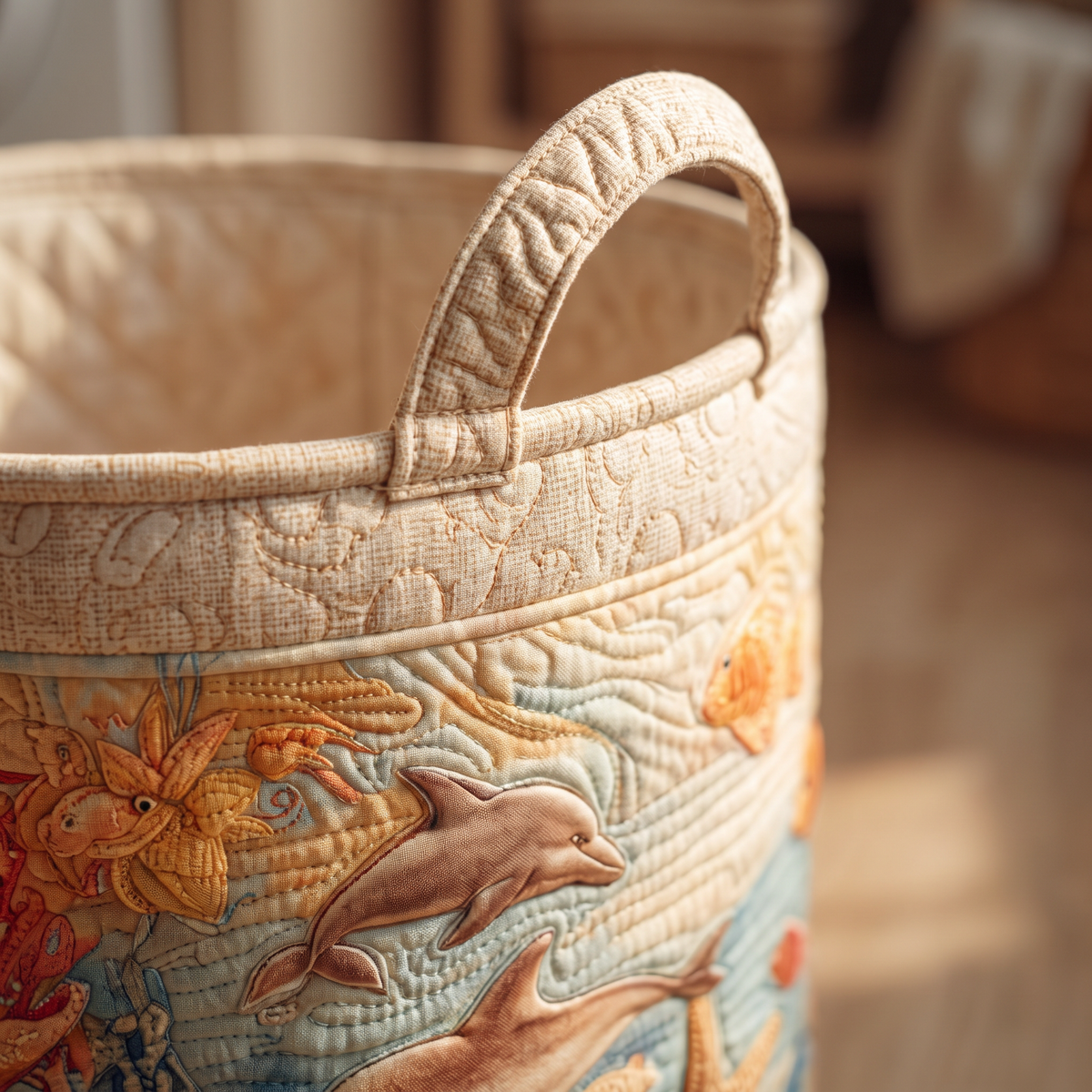 Quilted Laundry Basket - Sea Breeze