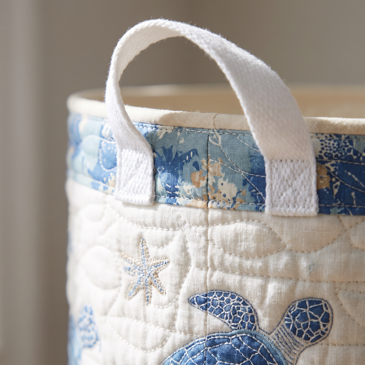 Quilted Laundry Basket - Sea Turtle