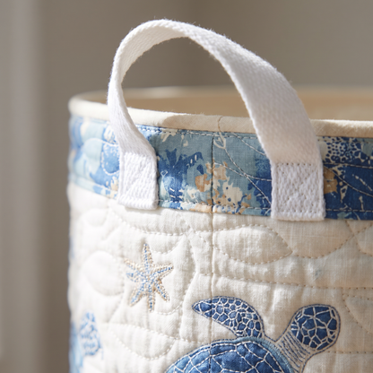 Quilted Laundry Basket - Sea Turtle