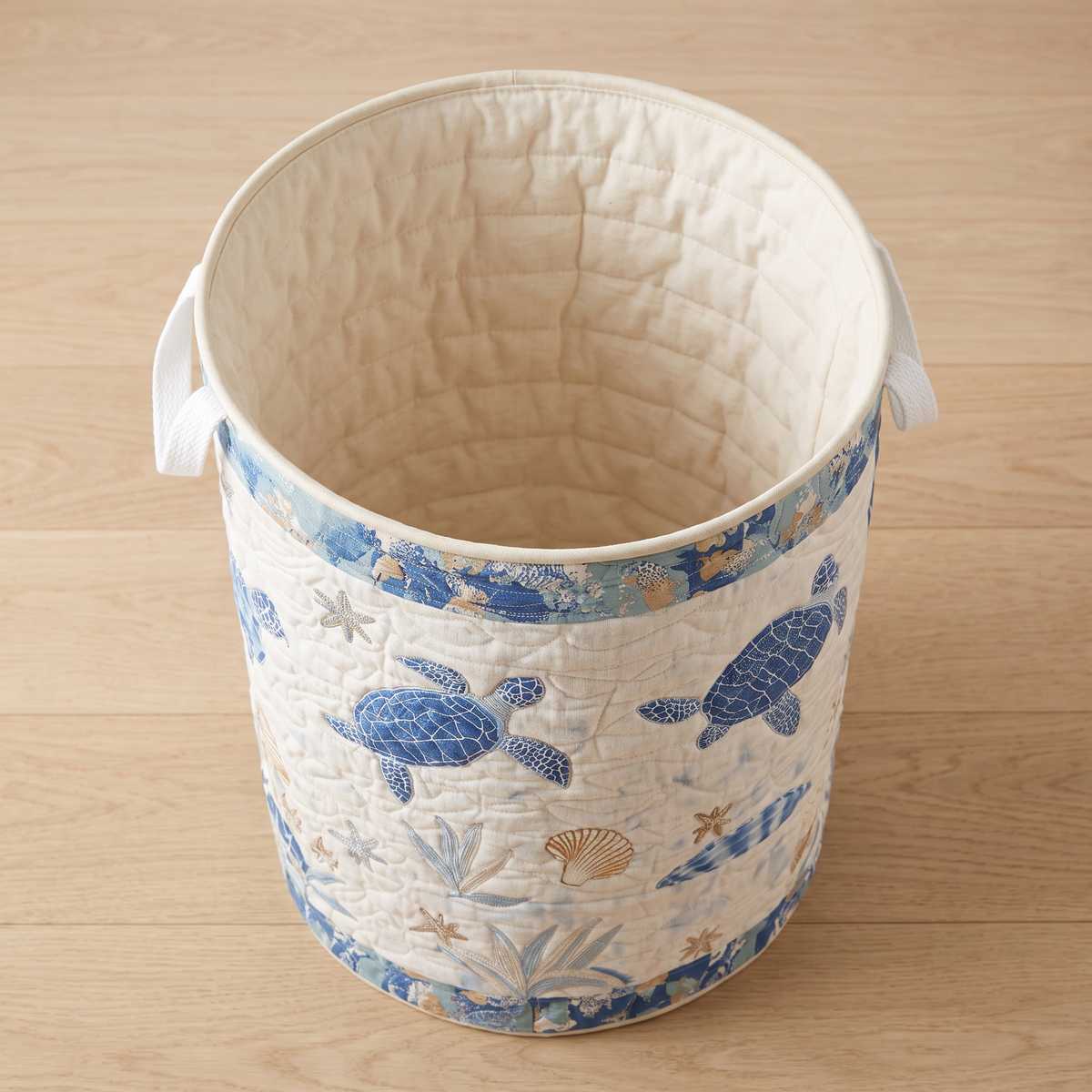 Quilted Laundry Basket - Sea Turtle