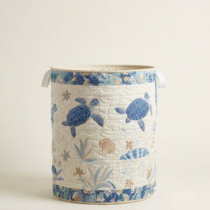 Quilted Laundry Basket - Sea Turtle, studio photo