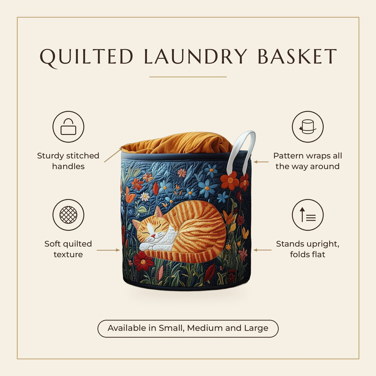 Quilted Laundry Basket - Siesta in the Sun features infographic