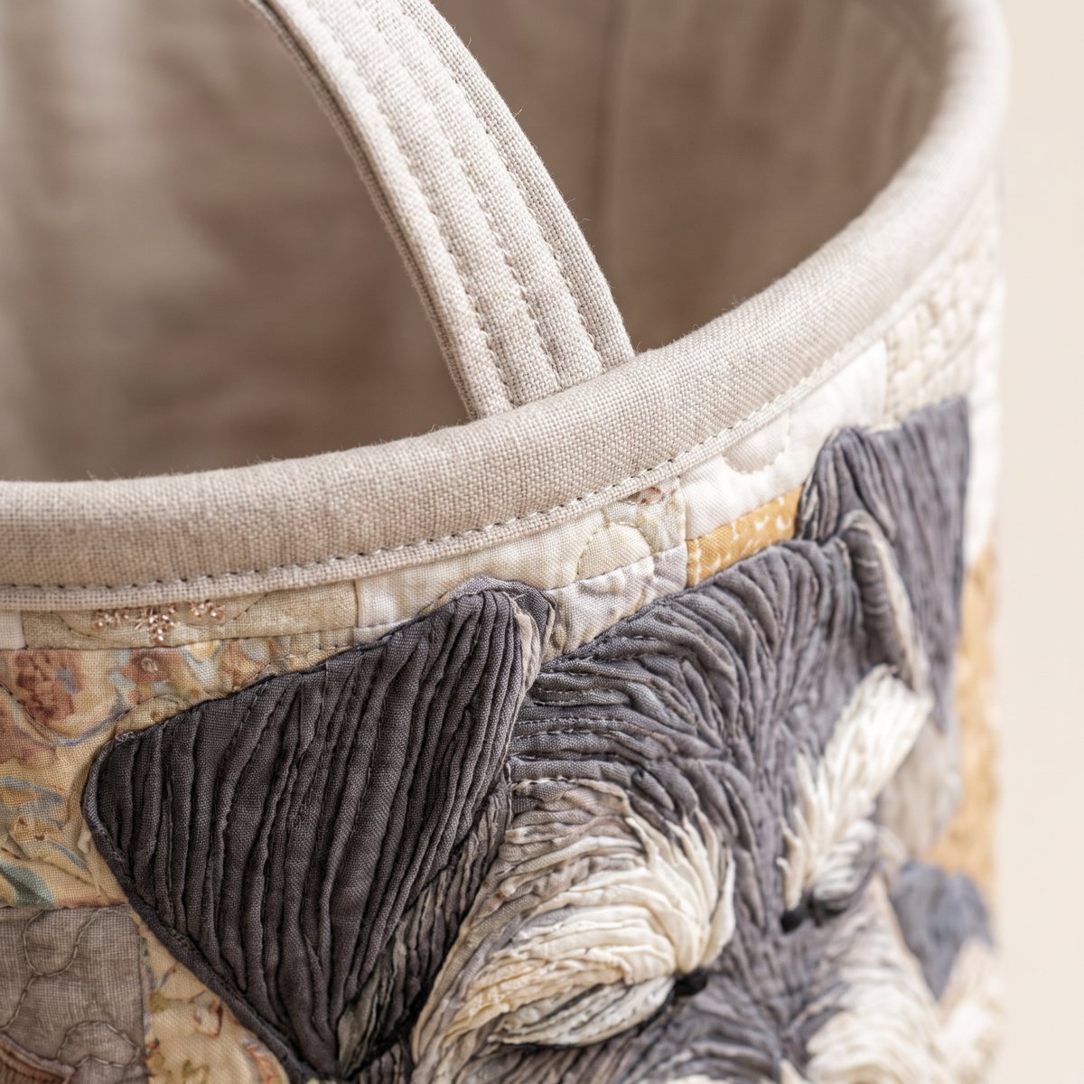 Quilted Laundry Basket - Sleeping Schnauzer