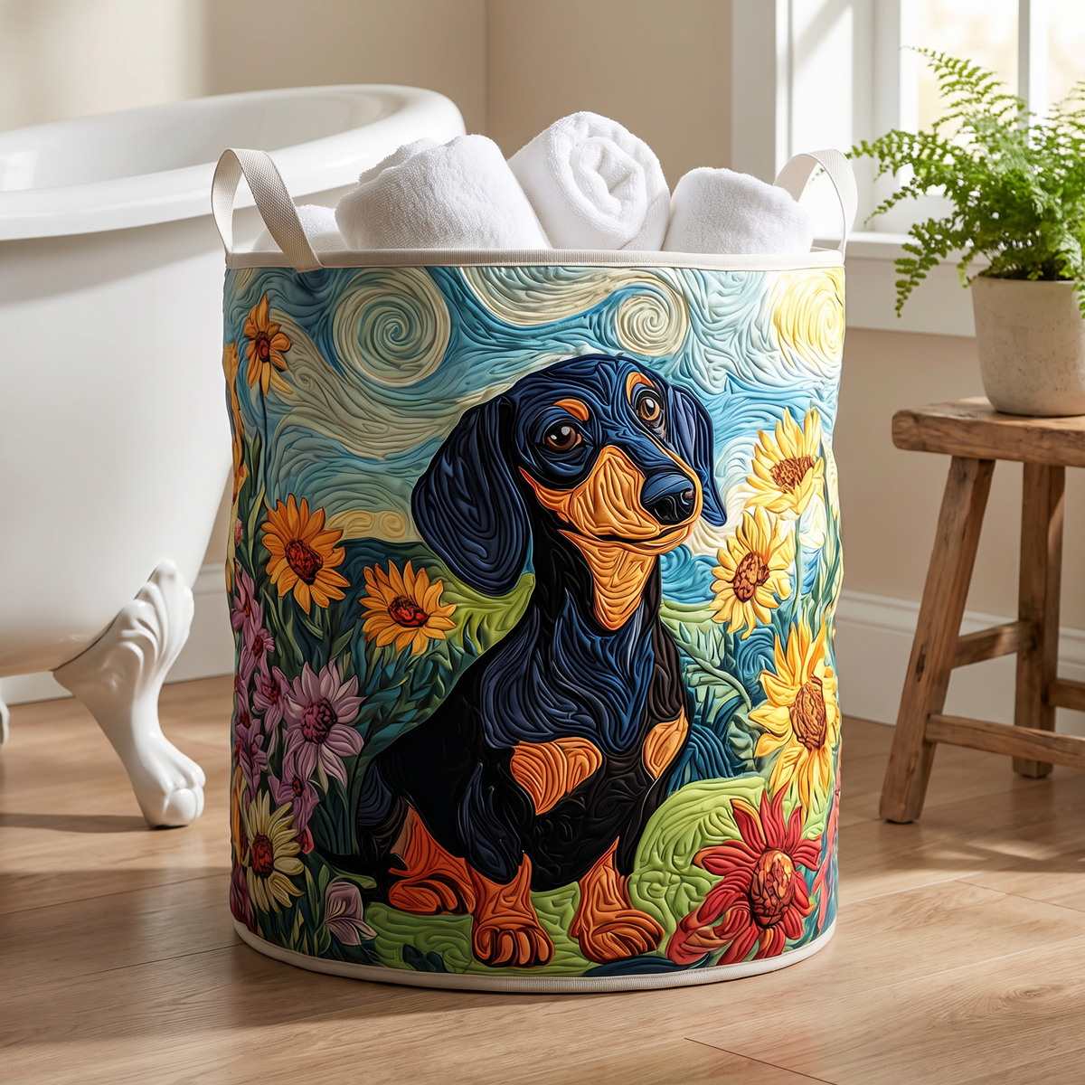 Quilted Laundry Basket - Small Paws, Big Heart