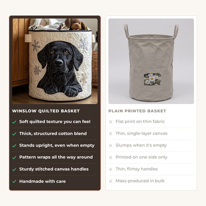 Quilted Laundry Basket - Snow Friends compared with a plain printed basket