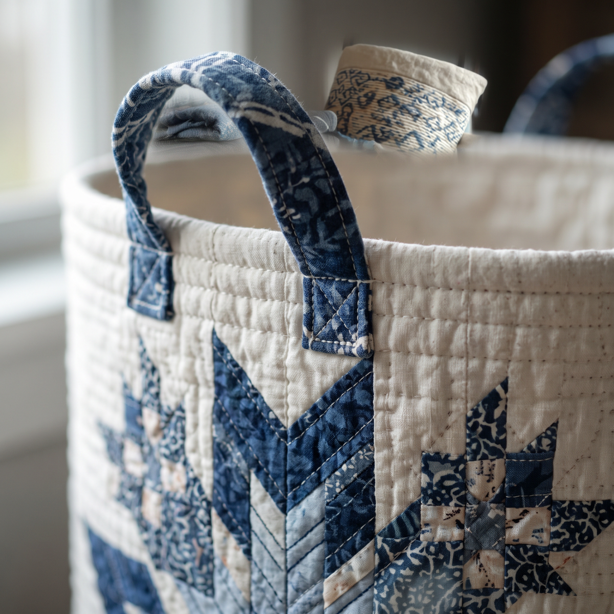 Quilted Laundry Basket - Snowflake