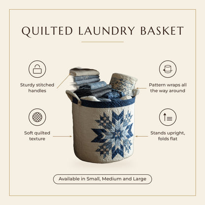 Quilted Laundry Basket - Snowflake features infographic