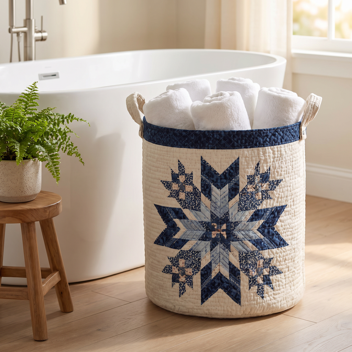 Quilted Laundry Basket - Snowflake
