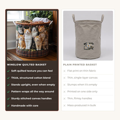Quilted Laundry Basket - Soft Cocoon compared with a plain printed basket