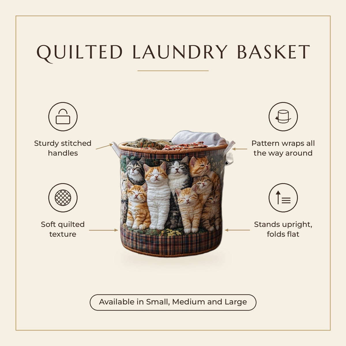 Quilted Laundry Basket - Soft Cocoon features infographic