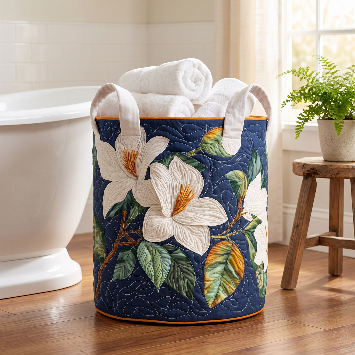 Quilted Laundry Basket - Soft Magnolia