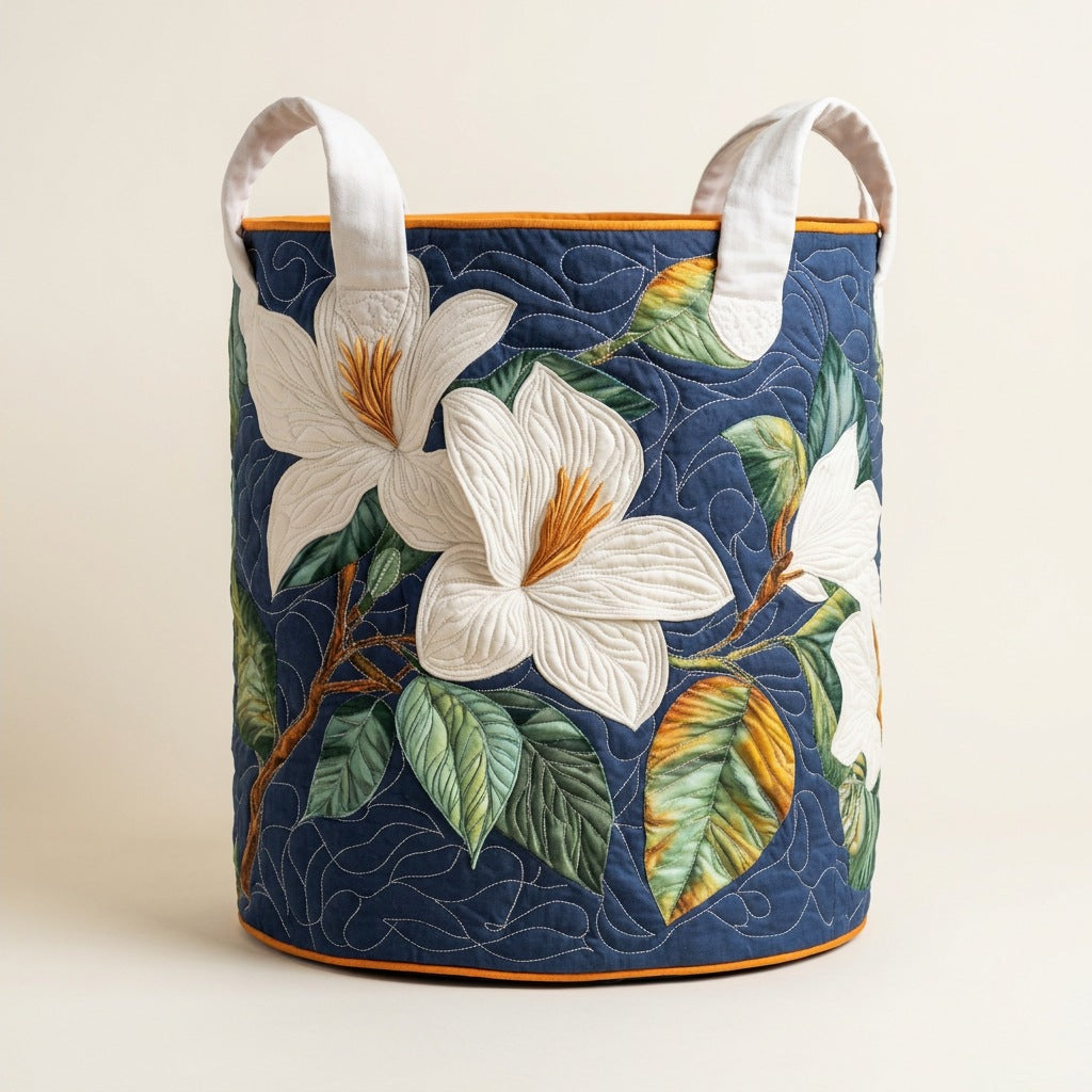 Quilted Laundry Basket - Soft Magnolia, studio photo