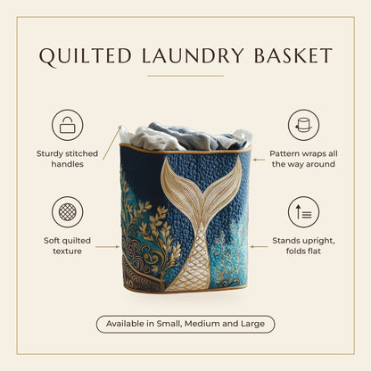 Quilted Laundry Basket - Sparkling Tides features infographic