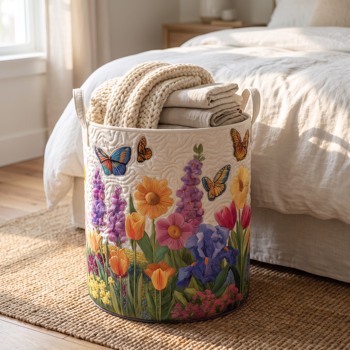 Quilted Laundry Basket - Spring Flower