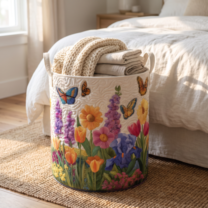 Quilted Laundry Basket - Spring Flower