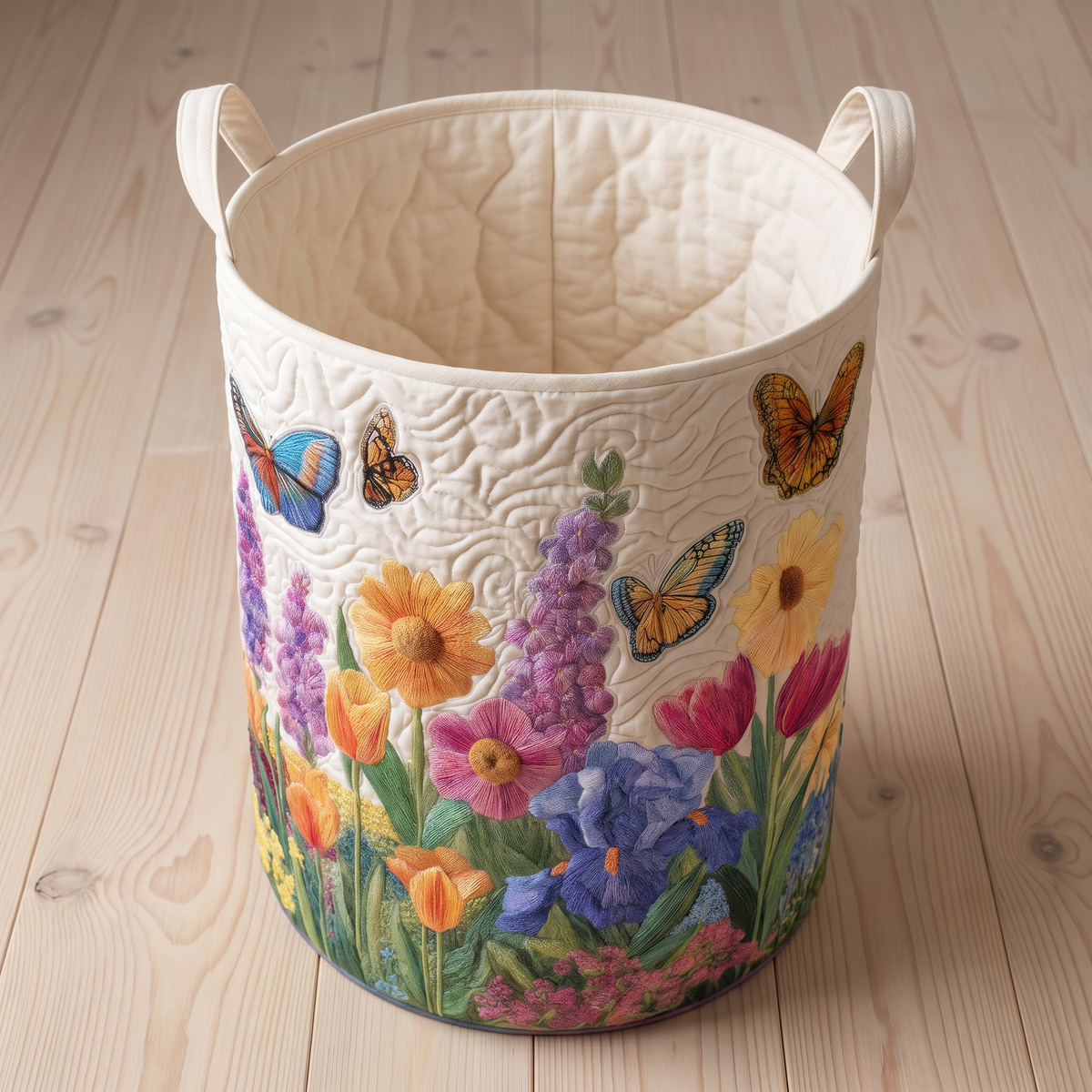 Quilted Laundry Basket - Spring Flower