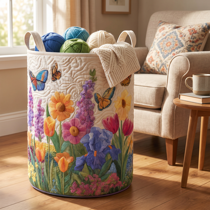 Quilted Laundry Basket - Spring Flower