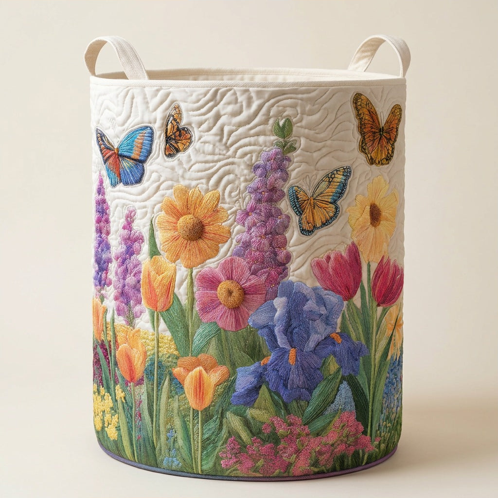 Quilted Laundry Basket - Spring Flower, studio photo