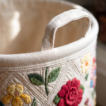 Quilted Laundry Basket - Spring Flowers