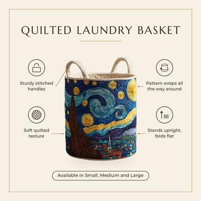 Quilted Laundry Basket - Star Pattern features infographic