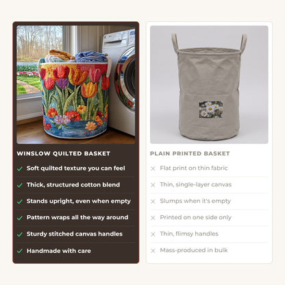 Quilted Laundry Basket - Summer Flowers compared with a plain printed basket